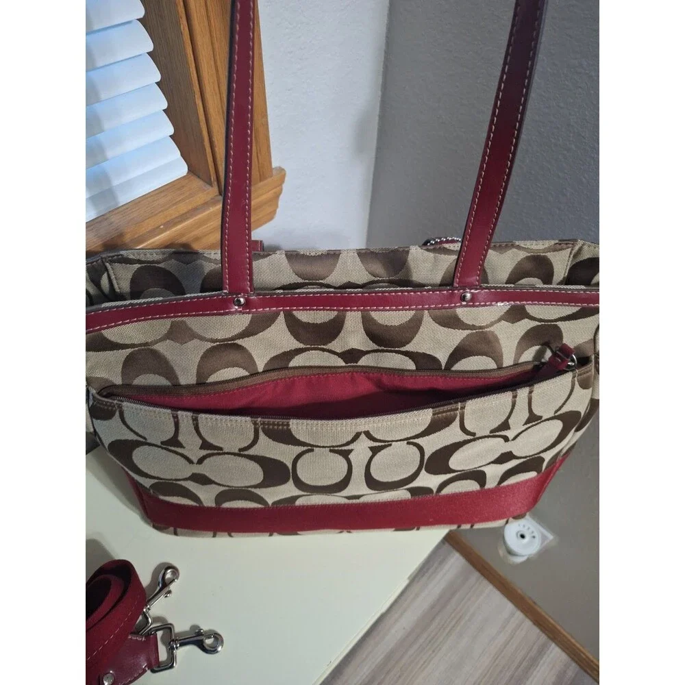 Coach Large Diaper Bag brown red/burgundy
